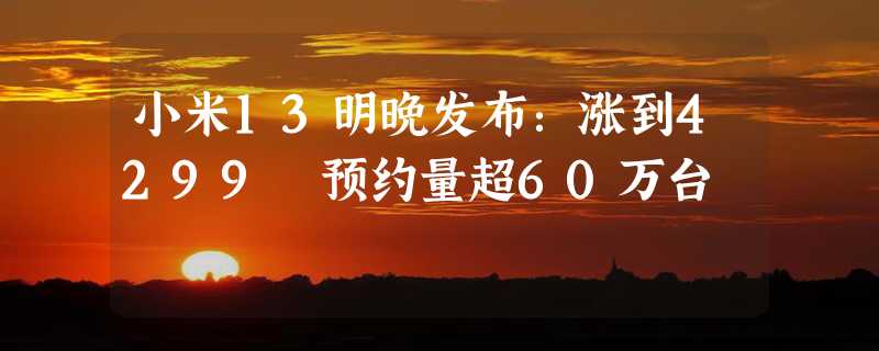 小米13明晚发布：涨到4299 预约量超60万台