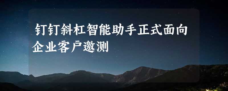 钉钉斜杠智能助手正式面向企业客户邀测