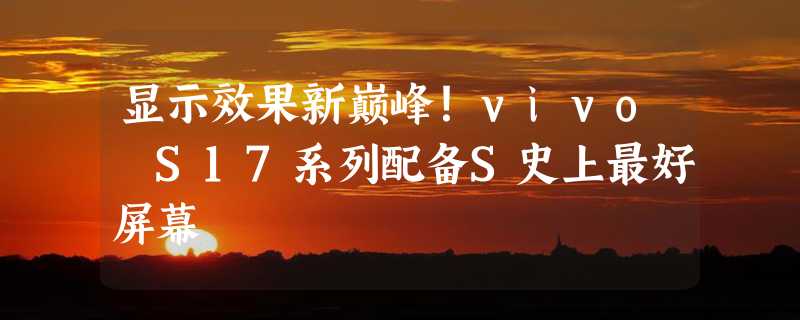 显示效果新巅峰！vivo S17系列配备S史上最好屏幕