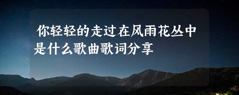 你轻轻的走过在风雨花丛中是什么歌曲歌词分享