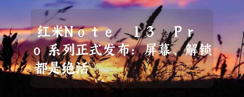 红米Note 13 Pro系列正式发布：屏幕、解锁都是绝活