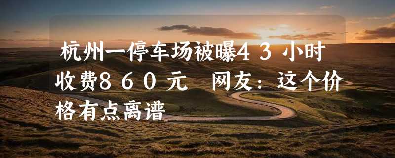 杭州一停车场被曝43小时收费860元 网友：这个价格有点离谱