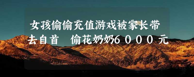 女孩偷偷充值游戏被家长带去自首 偷花奶奶6000元