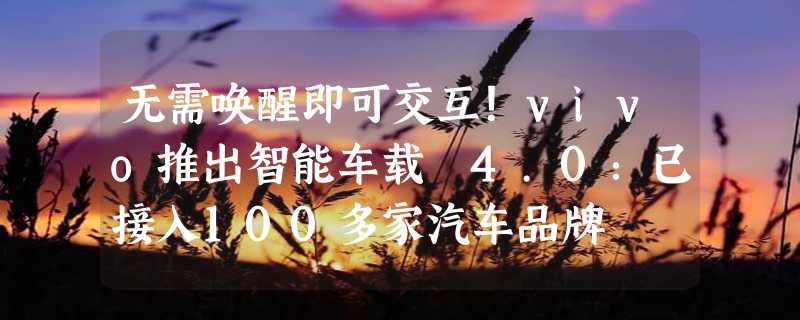 无需唤醒即可交互！vivo推出智能车载 4.0：已接入100多家汽车品牌