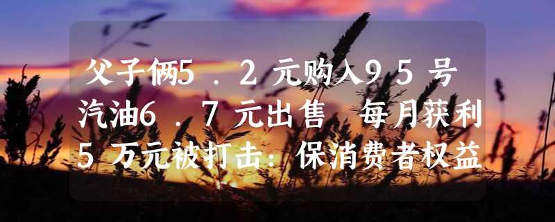 父子俩5.2元购入95号汽油6.7元出售 每月获利5万元被打击：保消费者权益