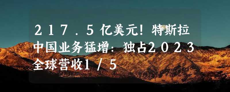 217.5亿美元！特斯拉中国业务猛增：独占2023全球营收1/5