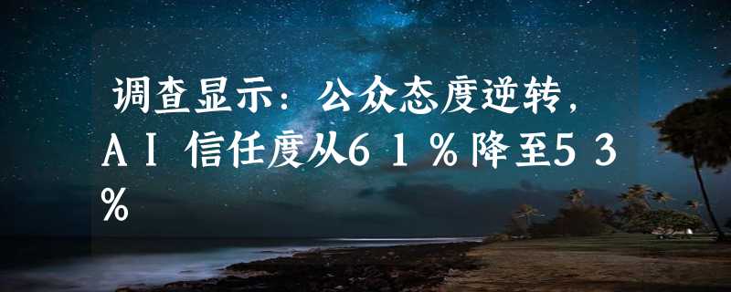 调查显示：公众态度逆转，AI信任度从61%降至53%