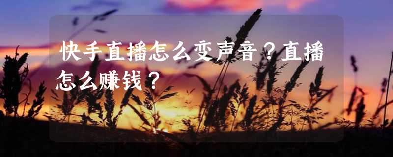 快手直播怎么变声音？直播怎么赚钱？