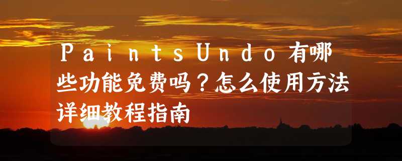 PaintsUndo有哪些功能免费吗？怎么使用方法详细教程指南