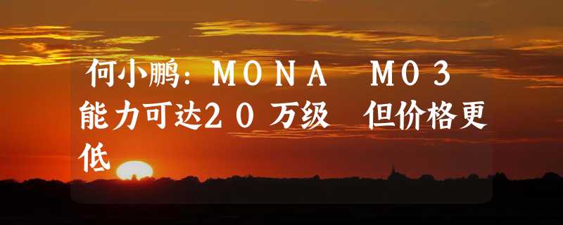 何小鹏：MONA M03能力可达20万级 但价格更低