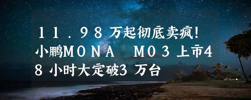 11.98万起彻底卖疯！小鹏MONA M03上市48小时大定破3万台