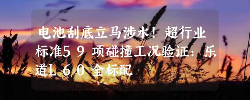 电池刮底立马涉水！超行业标准59项碰撞工况验证：乐道L60全标配