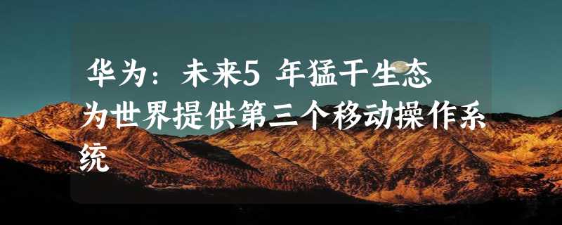 华为：未来5年猛干生态 为世界提供第三个移动操作系统