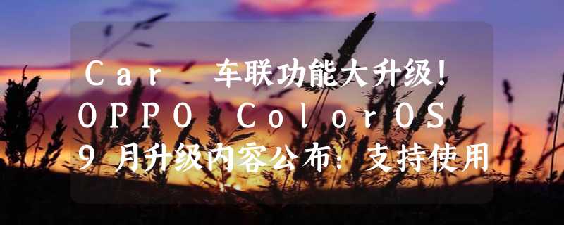 Car 车联功能大升级！OPPO ColorOS 9月升级内容公布：支持使用视频类应用