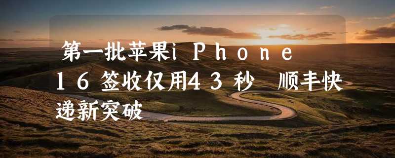 第一批苹果iPhone 16签收仅用43秒 顺丰快递新突破