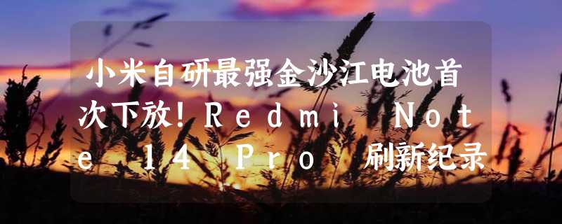 小米自研最强金沙江电池首次下放！Redmi Note 14 Pro 刷新纪录