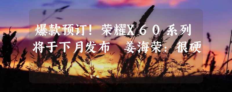 爆款预订！荣耀X60系列将于下月发布 姜海荣：很硬