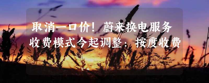 取消一口价！蔚来换电服务收费模式今起调整：按度收费