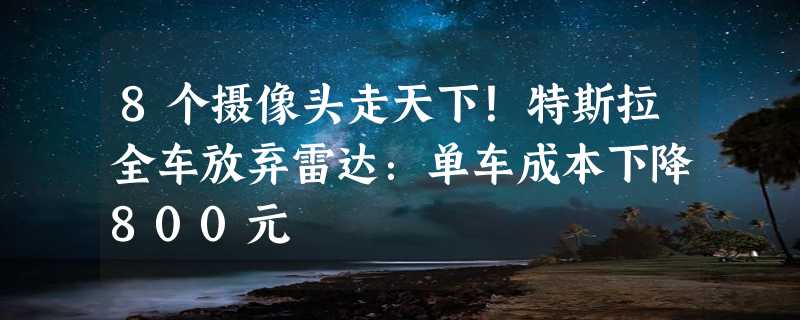 8个摄像头走天下！特斯拉全车放弃雷达：单车成本下降800元