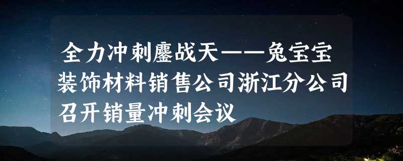 全力冲刺鏖战天——兔宝宝装饰材料销售公司浙江分公司召开销量冲刺会议