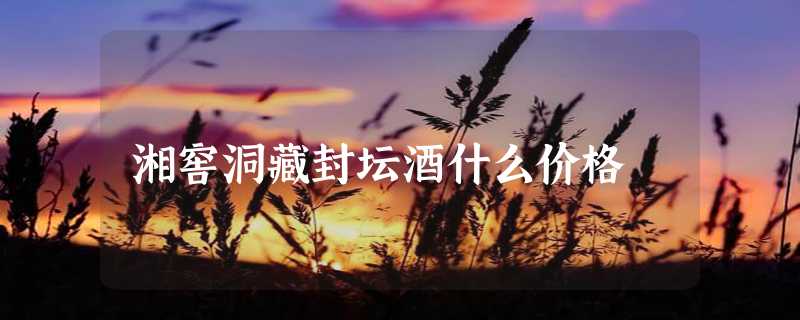 湘窖洞藏封坛酒什么价格