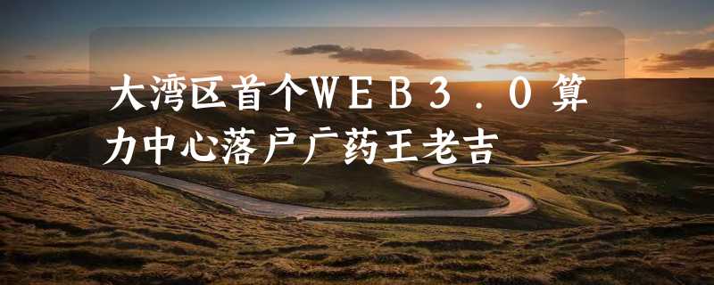 大湾区首个WEB3.0算力中心落户广药王老吉