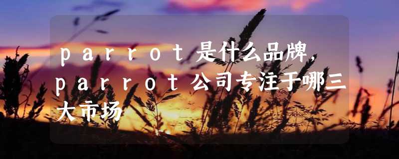 parrot是什么品牌，parrot公司专注于哪三大市场