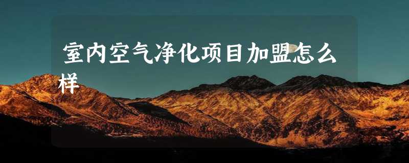 室内空气净化项目加盟怎么样