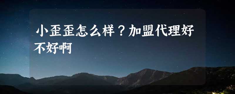 小歪歪怎么样？加盟代理好不好啊