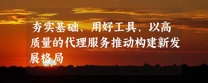 夯实基础、用好工具，以高质量的代理服务推动构建新发展格局