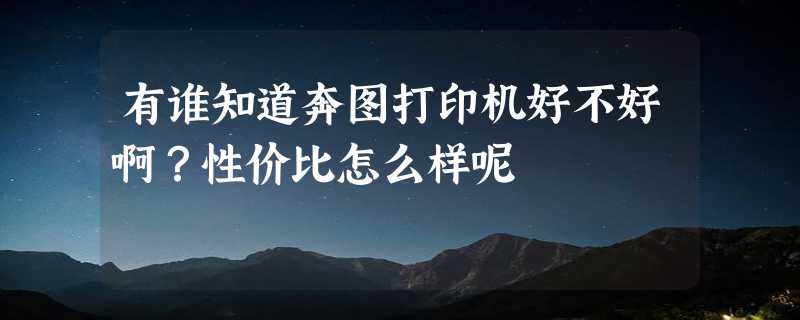 有谁知道奔图打印机好不好啊？性价比怎么样呢