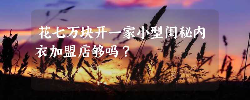 花七万块开一家小型闺秘内衣加盟店够吗？