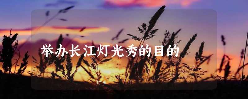 举办长江灯光秀的目的