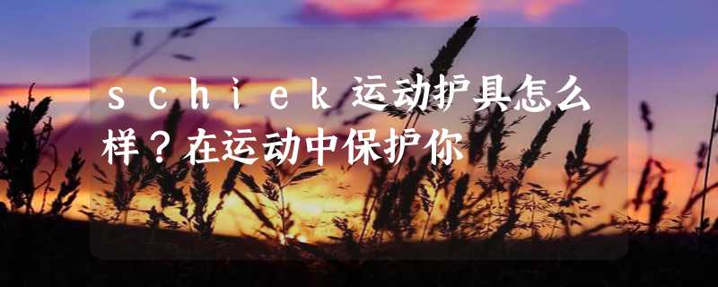 schiek运动护具怎么样？在运动中保护你