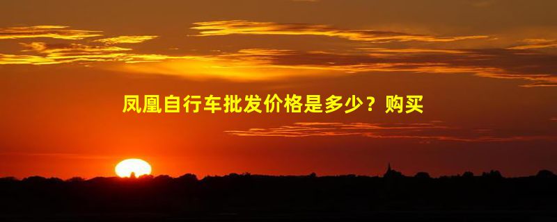 凤凰自行车批发价格是多少？购买自行车有哪些技巧