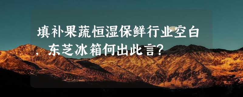 填补果蔬恒湿保鲜行业空白，东芝冰箱何出此言?