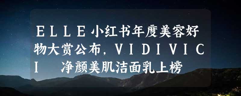 ELLE小红书年度美容好物大赏公布，VIDIVICI 净颜美肌洁面乳上榜