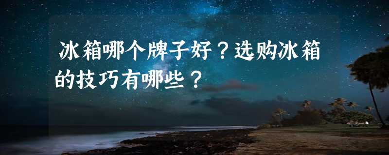 冰箱哪个牌子好？选购冰箱的技巧有哪些？