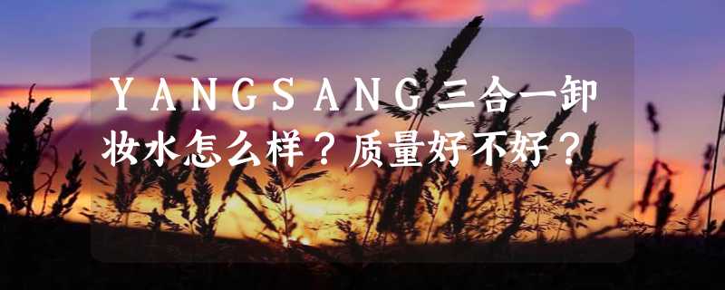 YANGSANG三合一卸妆水怎么样？质量好不好？