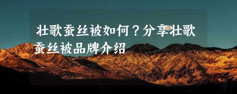 壮歌蚕丝被如何？分享壮歌蚕丝被品牌介绍