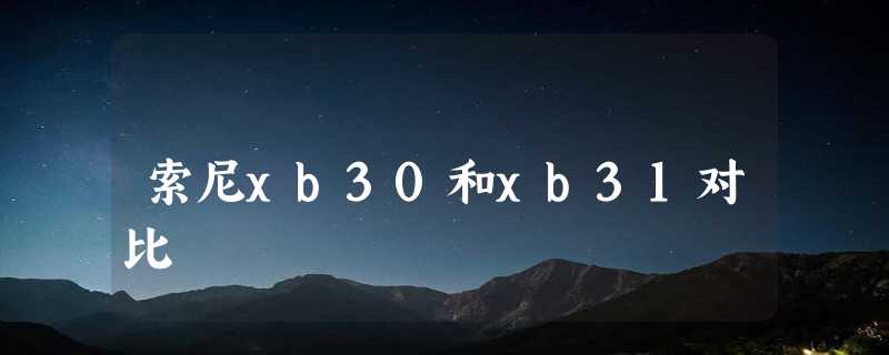 索尼xb30和xb31对比