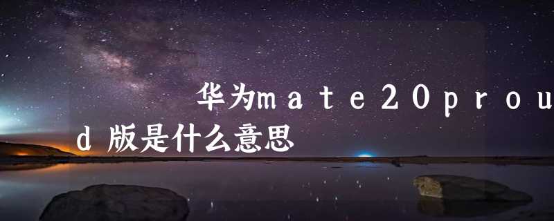 华为mate20proud版是什么意思