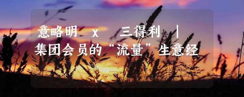 意略明 x 三得利 | 集团会员的“流量”生意经