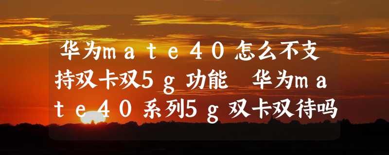 华为mate40怎么不支持双卡双5g功能 华为mate40系列5g双卡双待吗