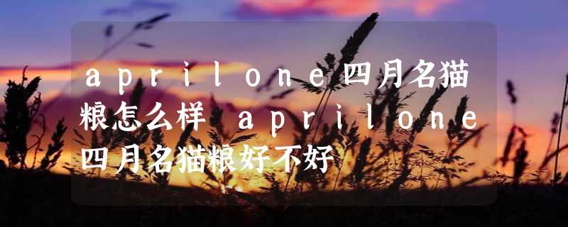 aprilone四月名猫粮怎么样 aprilone四月名猫粮好不好