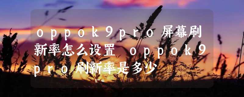 oppok9pro屏幕刷新率怎么设置 oppok9pro刷新率是多少