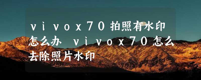 vivox70拍照有水印怎么办 vivox70怎么去除照片水印