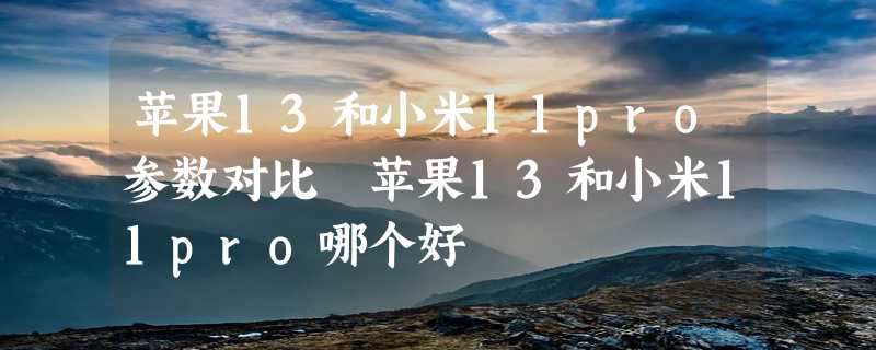 苹果13和小米11pro参数对比 苹果13和小米11pro哪个好