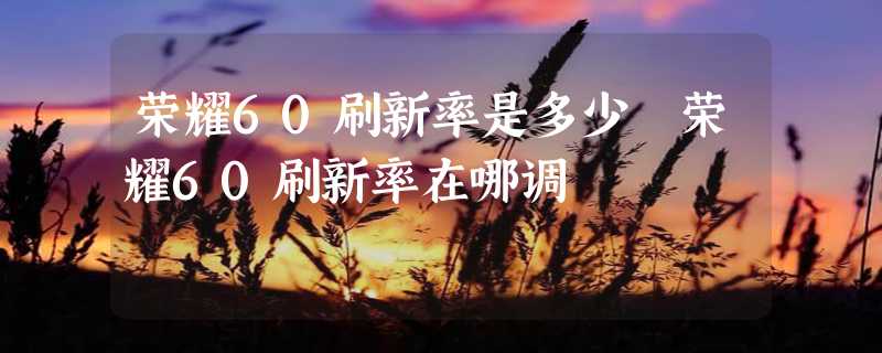 荣耀60刷新率是多少 荣耀60刷新率在哪调