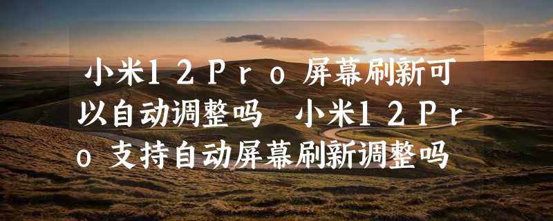 小米12Pro屏幕刷新可以自动调整吗 小米12Pro支持自动屏幕刷新调整吗